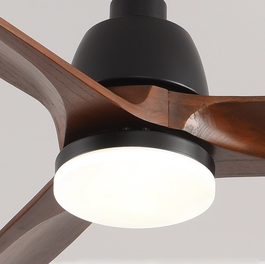 Ventilatore da soffitto 52" con luci LED dimmerabili, telecomando e pale in legno massello di platano