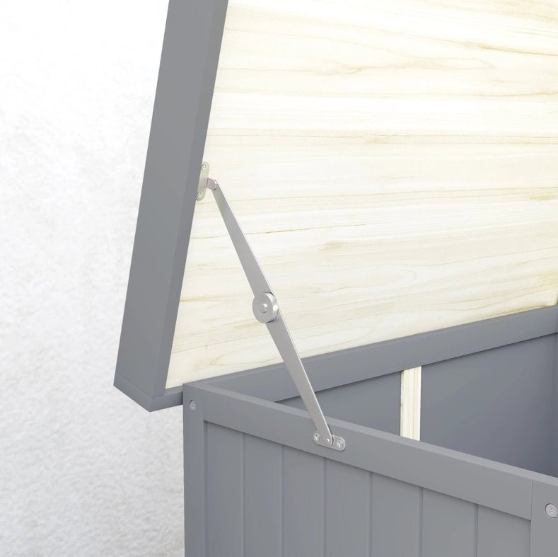 Armadio da Giardino con Piano di Lavoro in Legno e Acciaio, Doppie Porte, Grigio, 74x43x88 cm