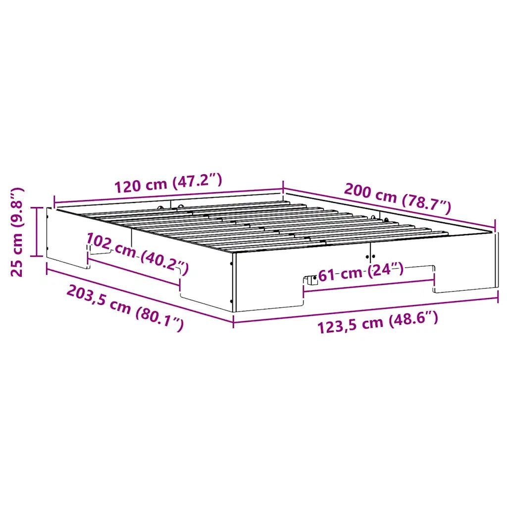 Letto matrimoniale | Letto per adulti | Struttura del letto Marrone 120 x 200 cm