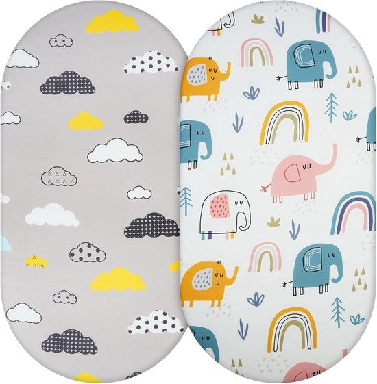 Hoeslaken per bambino, 2 pezzi, 84 x 41 cm, hoeslaken per lettino, coprimaterasso per passeggino, hoeslaken per lettini, tessuto in cotone polyester