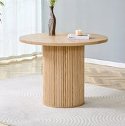 Tavolo da pranzo rotondo in MDF 100 cm con piano suddiviso in 4 segmenti e gambe cilindriche con supporto metallico