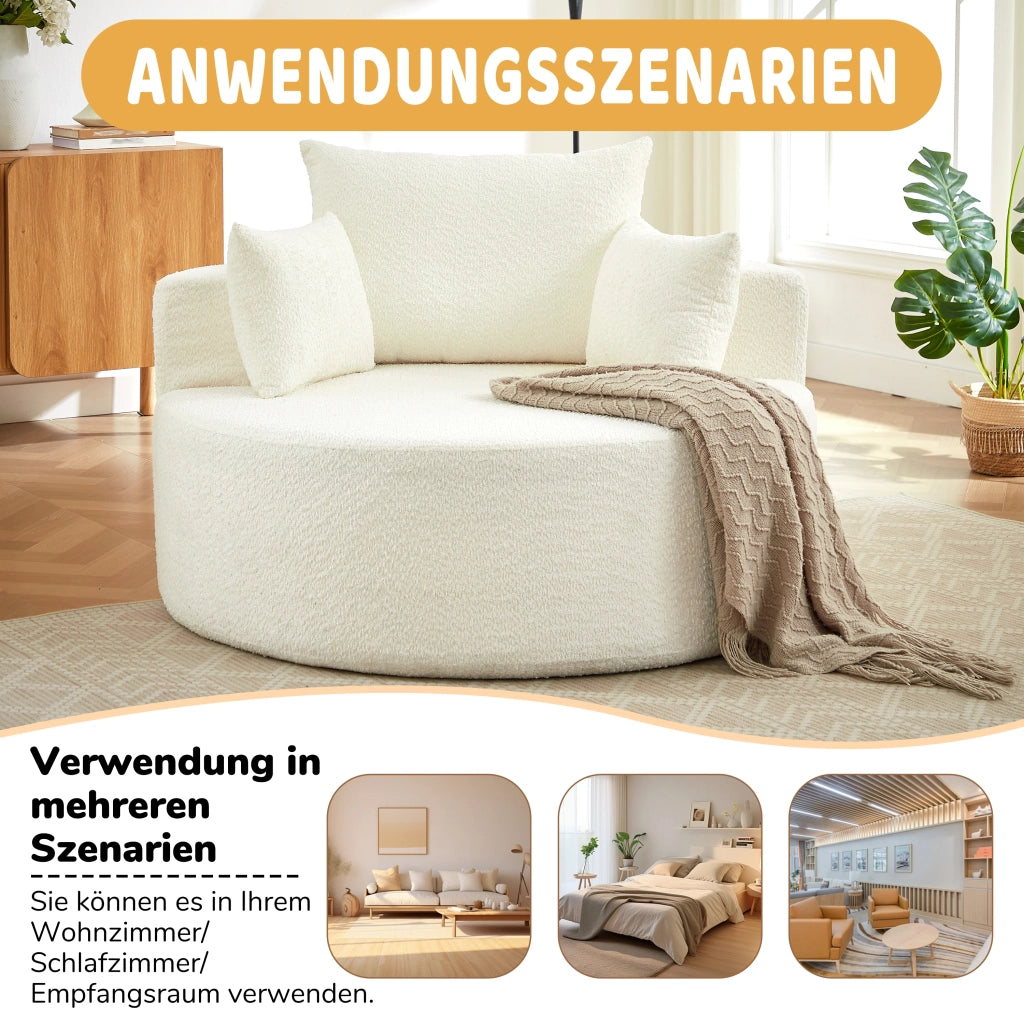 Poltrona modulare in ciniglia beige con cuscino schienale; set da 2 pezzi