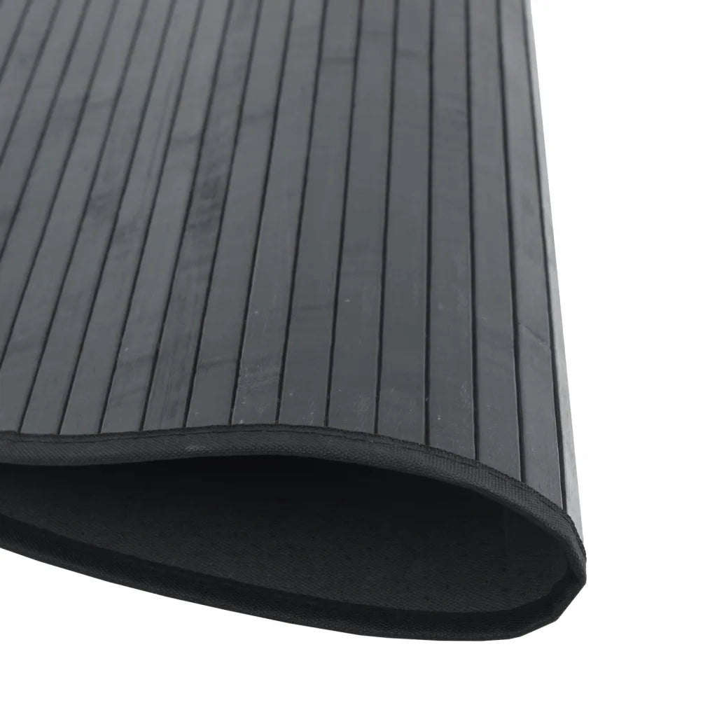 Tappeto Rotondo Nero 60 cm in Bambù 376972