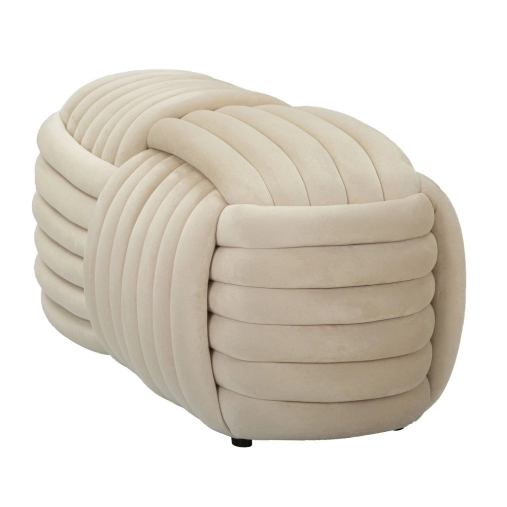 Panca Gomitolo 1, Beige, Cotone, 90x45x45 cm