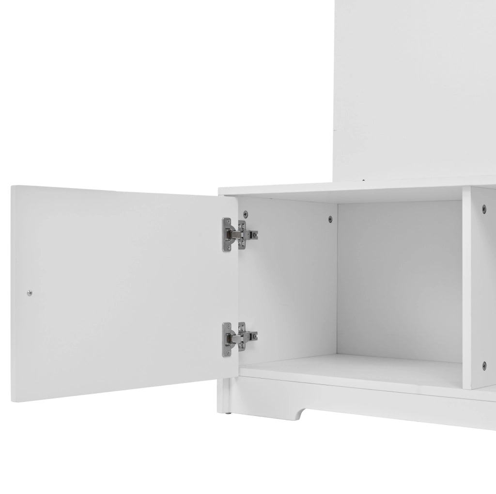 Mobile ingresso con specchio, 5 ganci e 2 vani, bianco