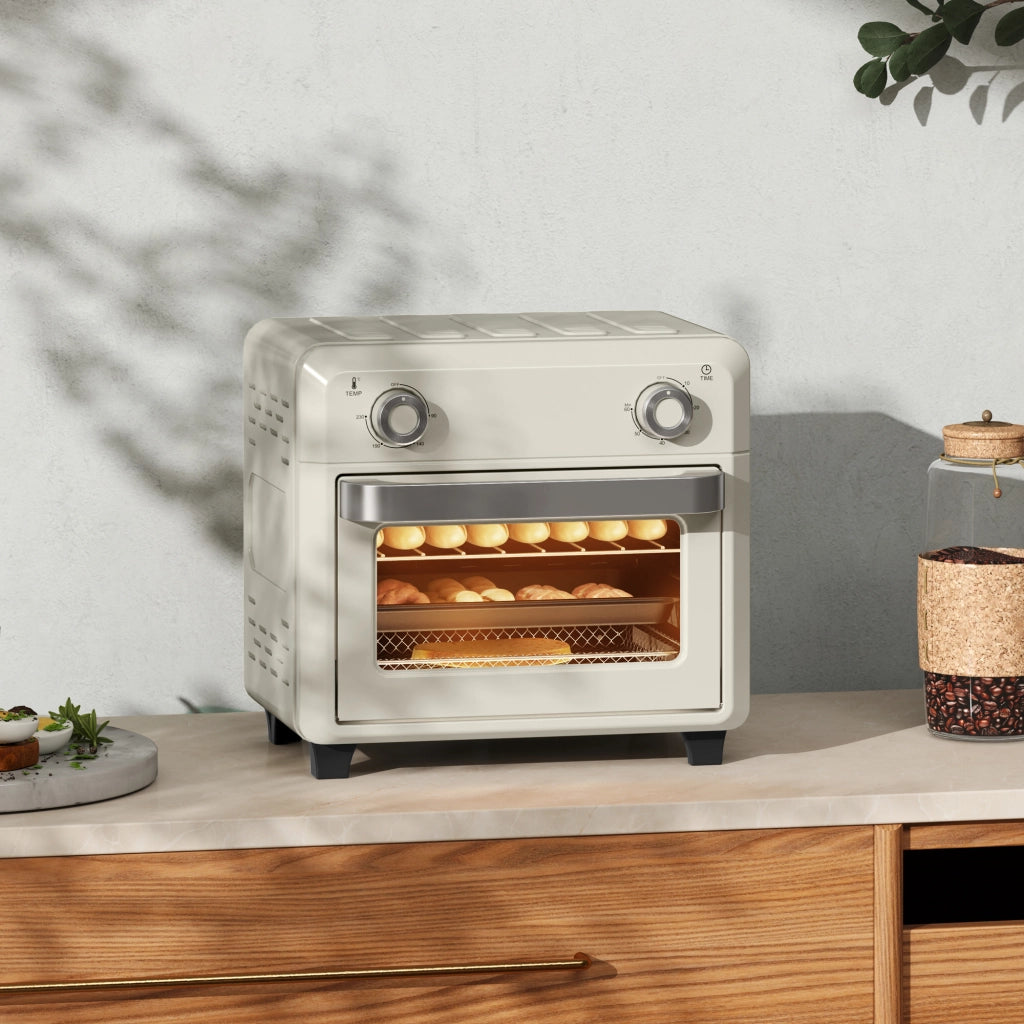 Mini forno a convezione 10L 2 in 1 mini forno con griglia, teglia e vassoio raccoglibriciole, friggitrice ad aria calda 80¡ãC-230¡ãC con touch
