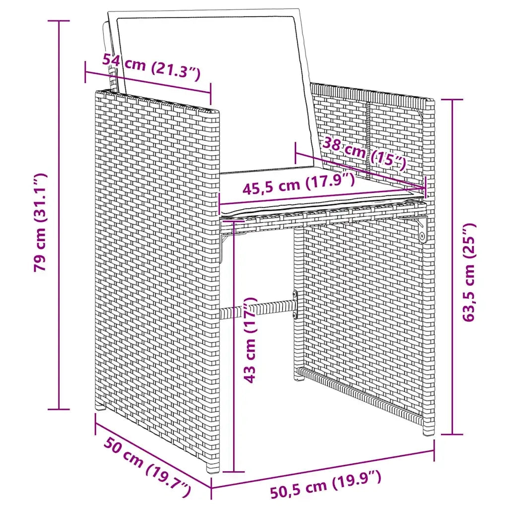 Set da Pranzo per Giardino 5 pcs Nero polyrattan 3380686