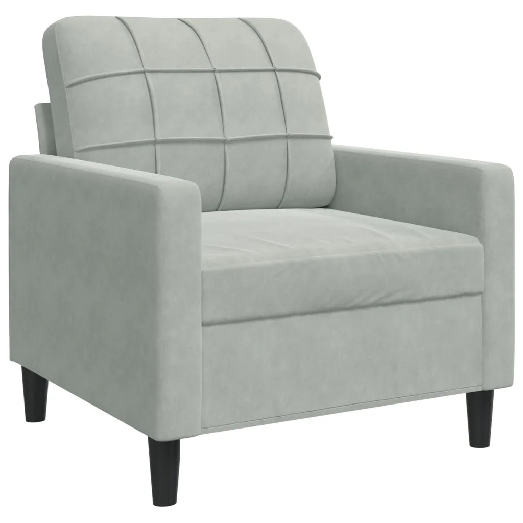 Set di Divani 4 pz con Cuscini e Rinforzi Grigio Chiaro Velluto