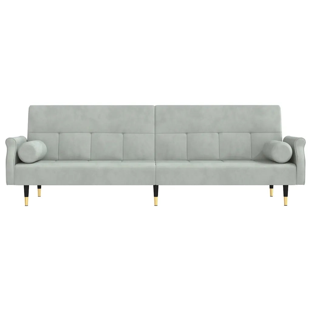 Divano Letto con Cuscini Grigio Chiaro in Velluto 351857