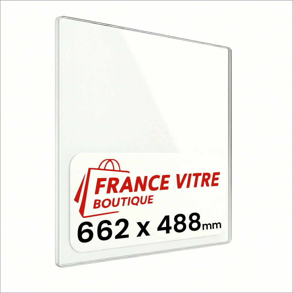 662 x 488 x 4 mm - Vetro per stufa a legna - vetro camino di ricambio - vetro per caminetto resistente al fuoco - France Vitre