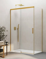 Box doccia THALASSA (BASIC) 1+1 con lato fisso laterale 155x110 cm Oro vetro trasparente