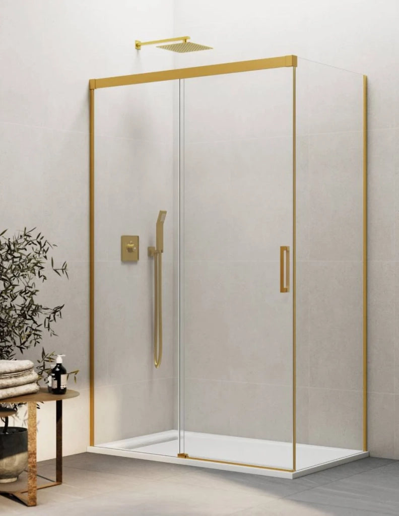 Box doccia THALASSA (BASIC) 1+1 con lato fisso laterale 155x110 cm Oro vetro trasparente
