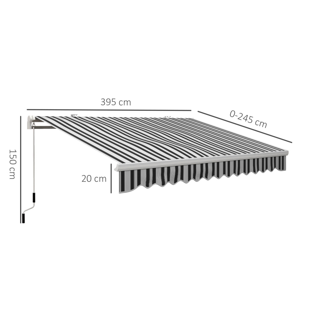 Tenda da sole a cassonetto manuale con manovella da 1.5 m telaio in alluminio bianca per finestre porte e terrazze