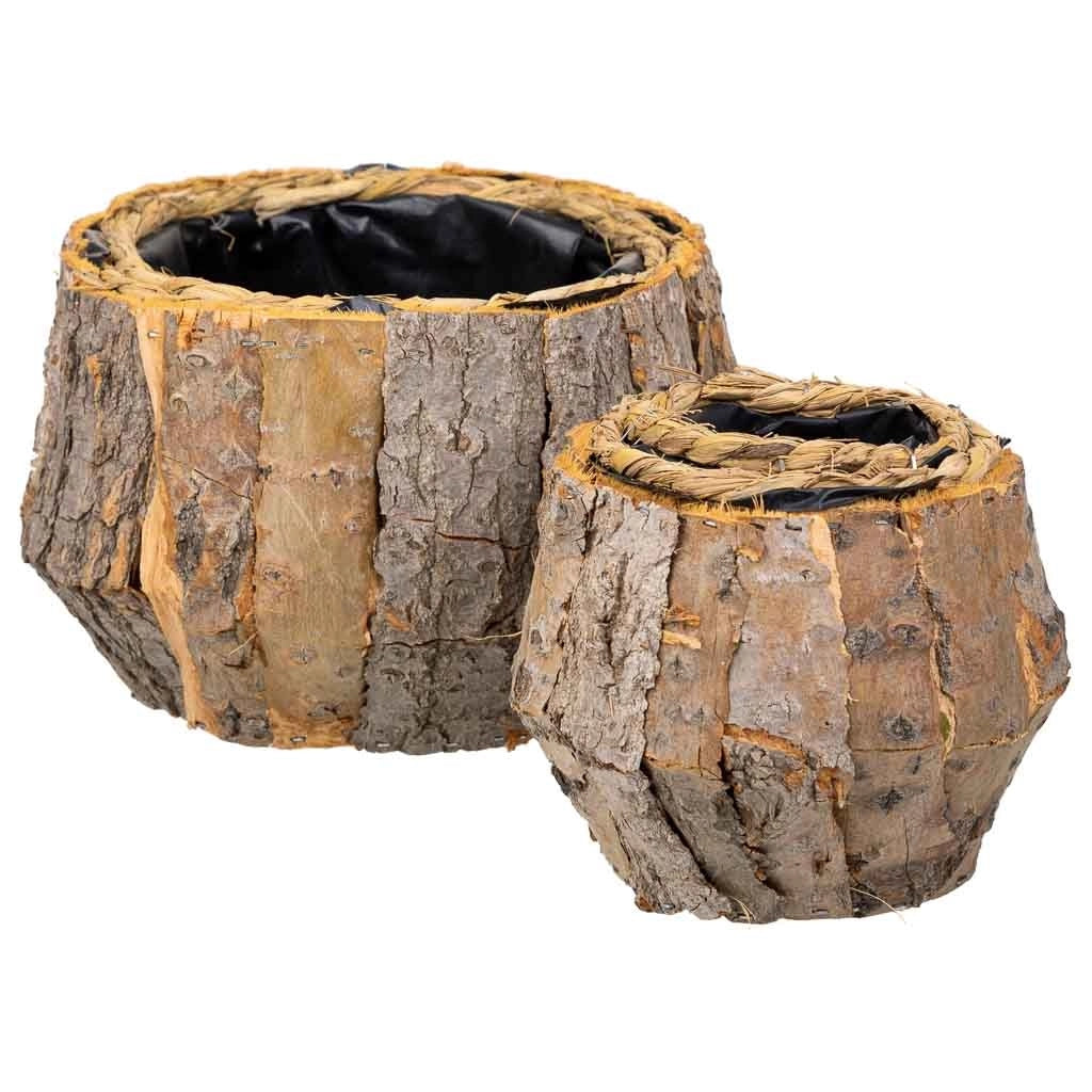 Set di 2 cestini in legno marrone