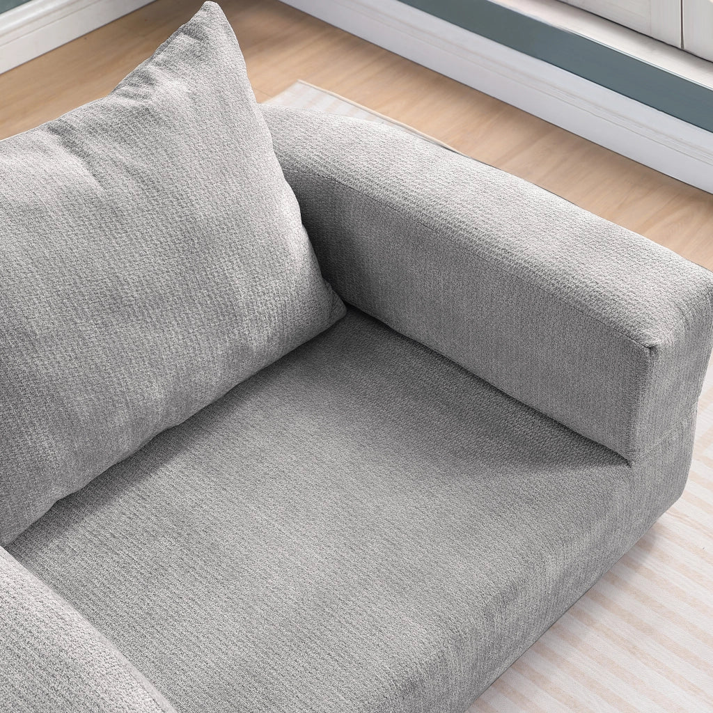 Divano modulare in ciniglia con seduta ampia e design minimalista per soggiorno, grigio chiaro 105 × 28 × 28 cm