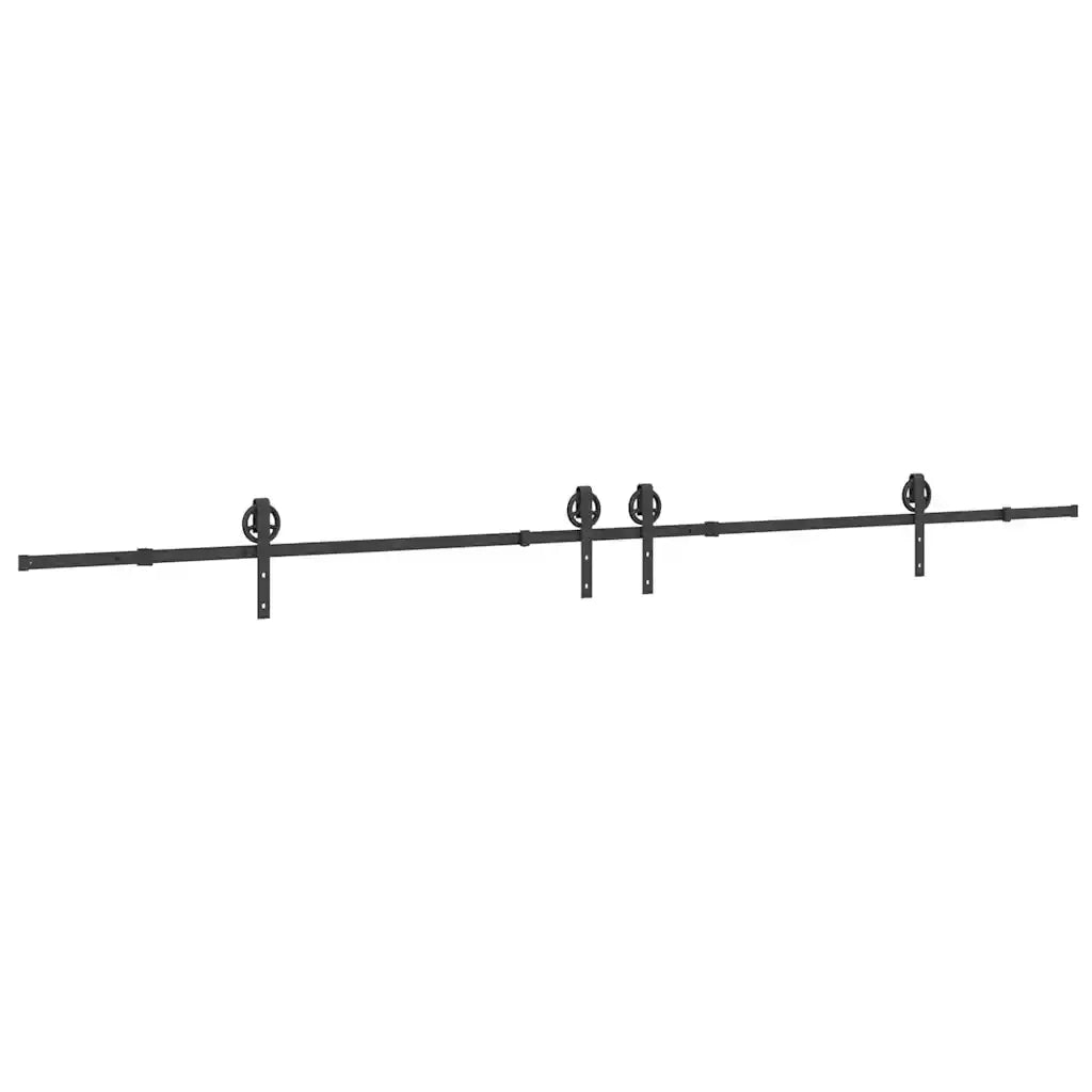 Kit di Binari per Porte Scorrevoli 400 cm Acciaio Nero 3295798