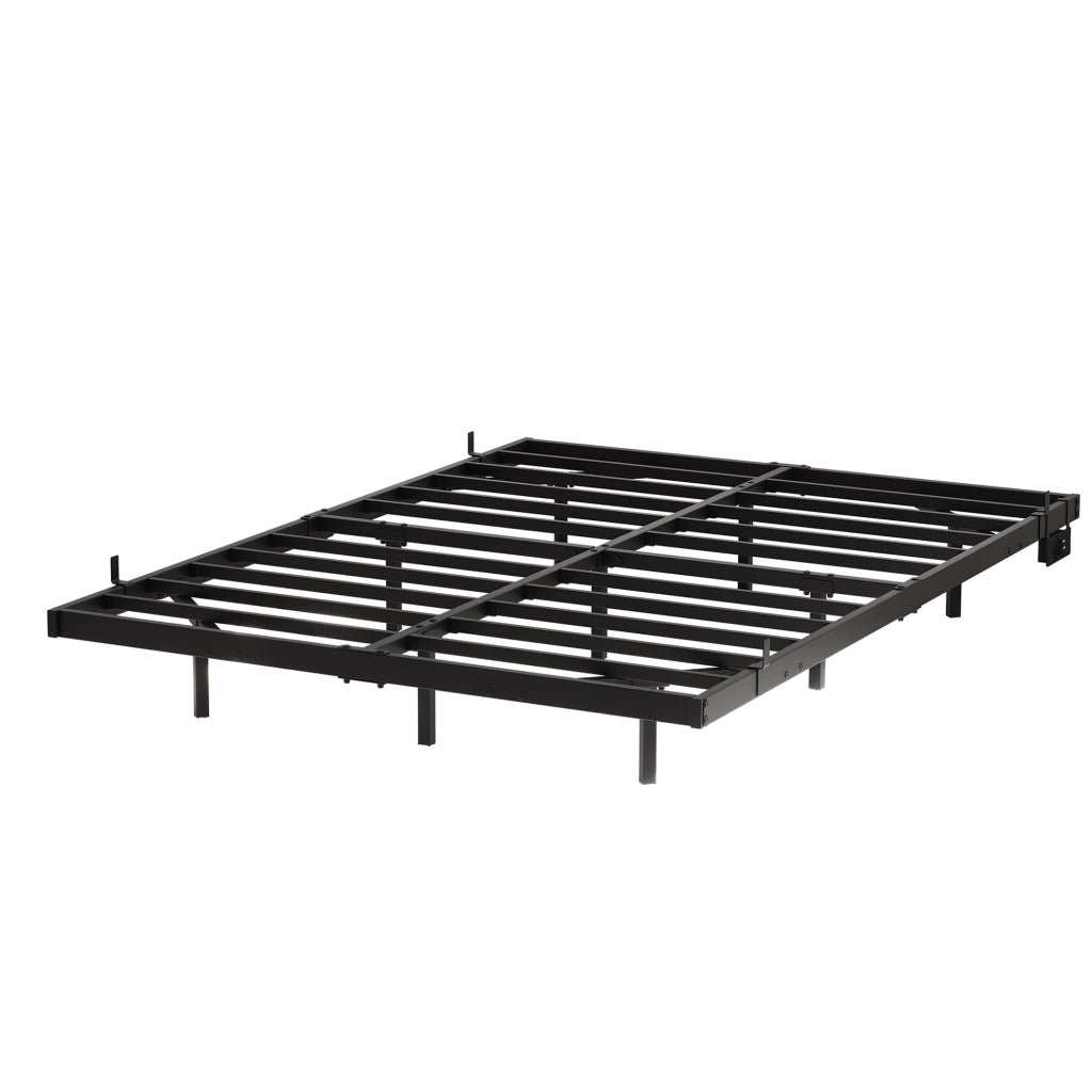 Letto con struttura sospesa 140x200 cm in metallo con illuminazione LED e stazione di ricarica integrata, telaio robusto con rete a doghe, colore nero
