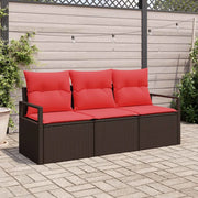 Set Divano da Giardino 3 pcs Marrone e Rosso polyrattan 3354913