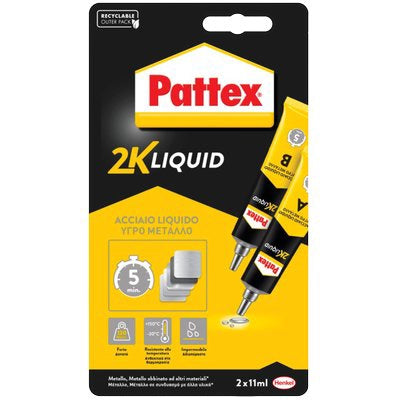 PATTEX POWER EPOXY ACCIAIO LIQUIDO - TUBETTO 2XGR 11- 3 pezzi