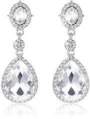 Orecchini Clip-on con Pizzo - 4 cm - Eleganti Pendenti per Donna - Ideali per Matrimonio e Compleanni