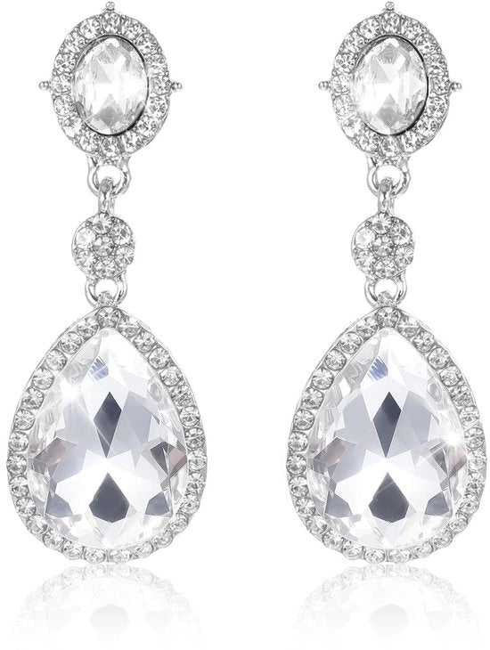 Orecchini Clip-on con Pizzo - 4 cm - Eleganti Pendenti per Donna - Ideali per Matrimonio e Compleanni
