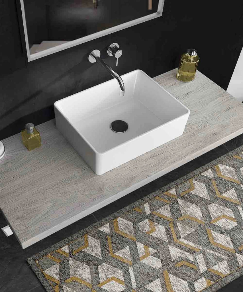 Tappeto HYPNOTIC grigio oro cm.55x80 moderno geometrico multiuso lavabile antiscivolo