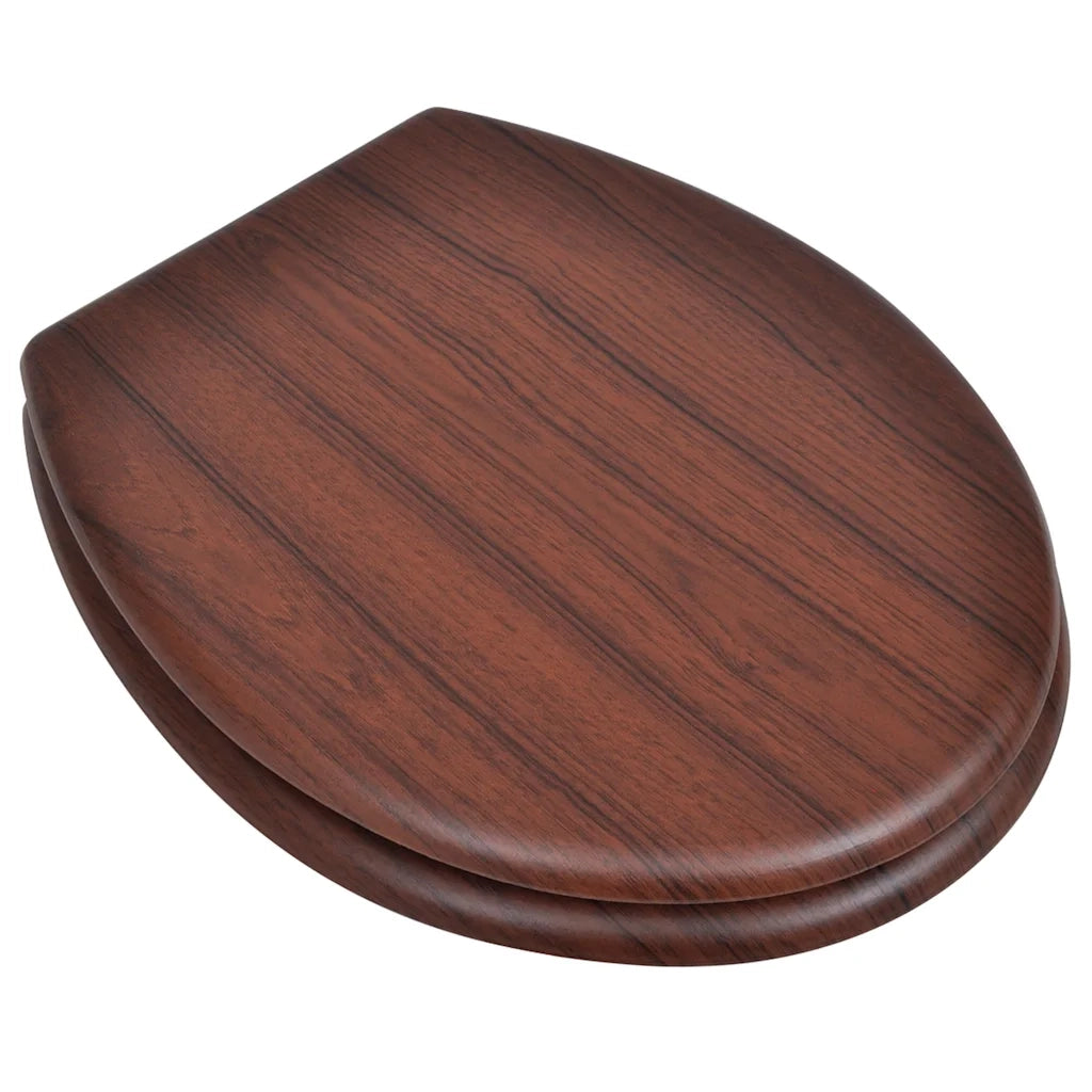 Sedile WC MDF con Coperchio Design Semplice Marrone 140803