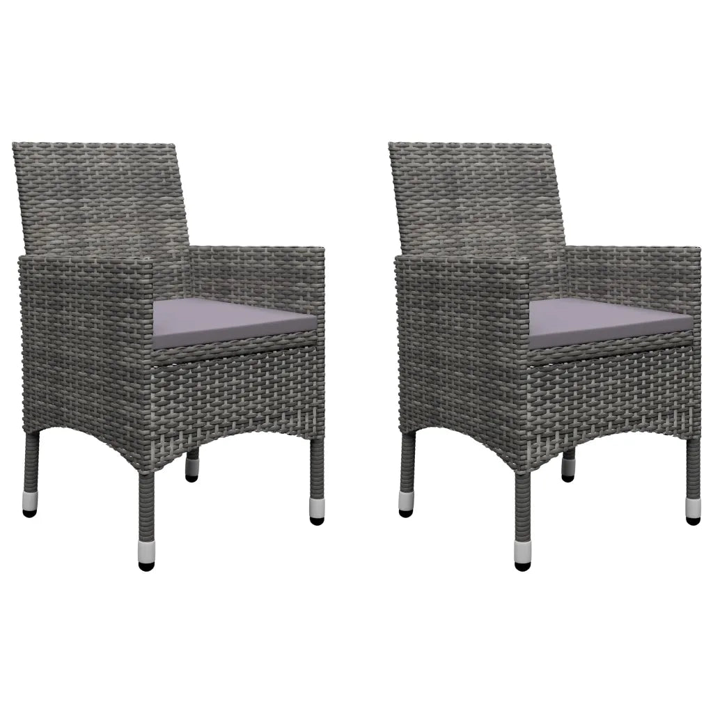 Set Bistrot Giardino 3 pz | Set Salotto da Giardino Polyrattan e Vetro Temperato Grigio