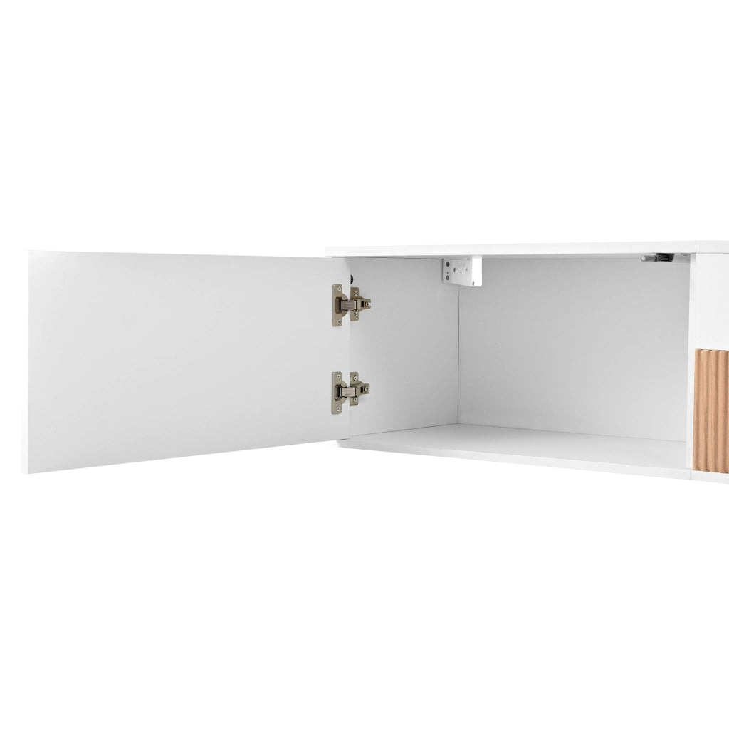 Mobile TV 180x34x30 cm con ripiano estraibile per proiettore in truciolare bianco