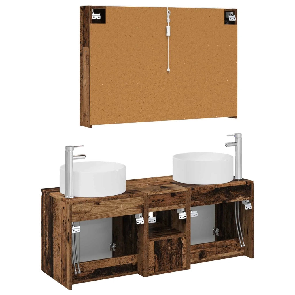 Set di Armadi da Bagno 4 pz Legno antico Legno ingegnerizzato 3406589