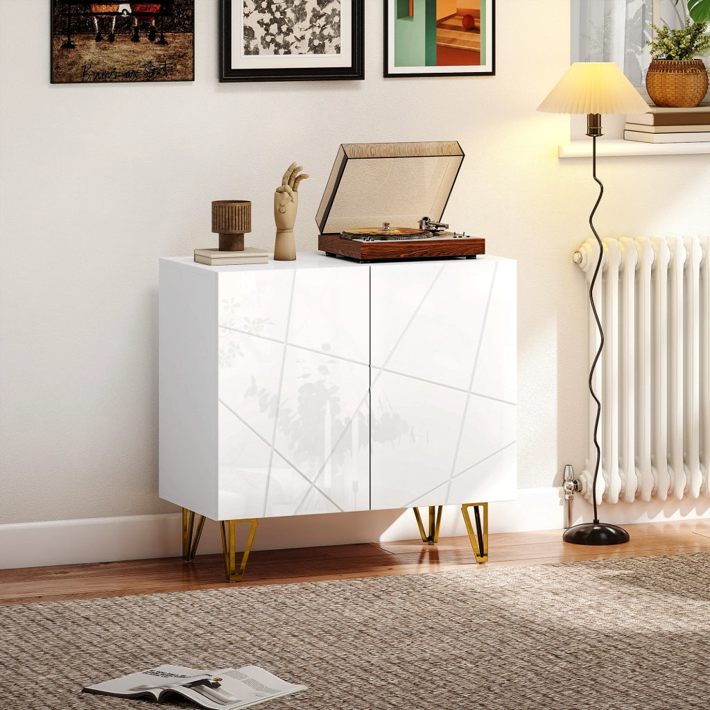 Mobile Ingresso con Ante e Ripiani ¨C Minimal ¨C 80x40x75 Bianco