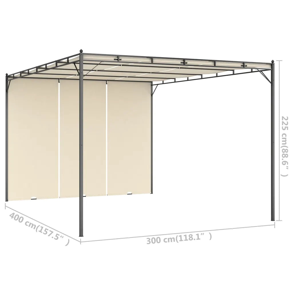 Gazebo | Pergolato da Giardino con Tenda Laterale 4x3x2,25 m Crema