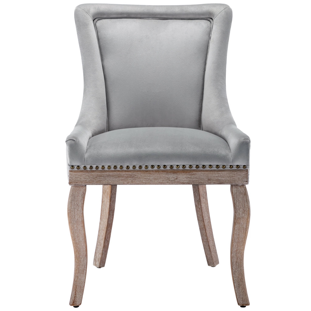 Sedie da Pranzo Imbottite con Gambe in Legno Massello e Velluto ¨C Xylo ¨C Grigio, Set 2 Pezzi