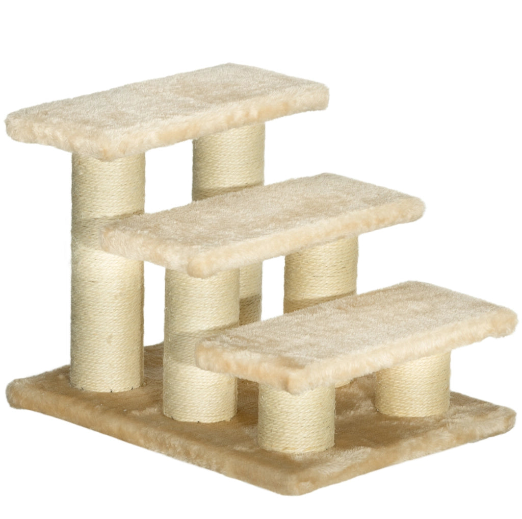 Scaletta per gatti con piattaforme e colonne in sisal, beige