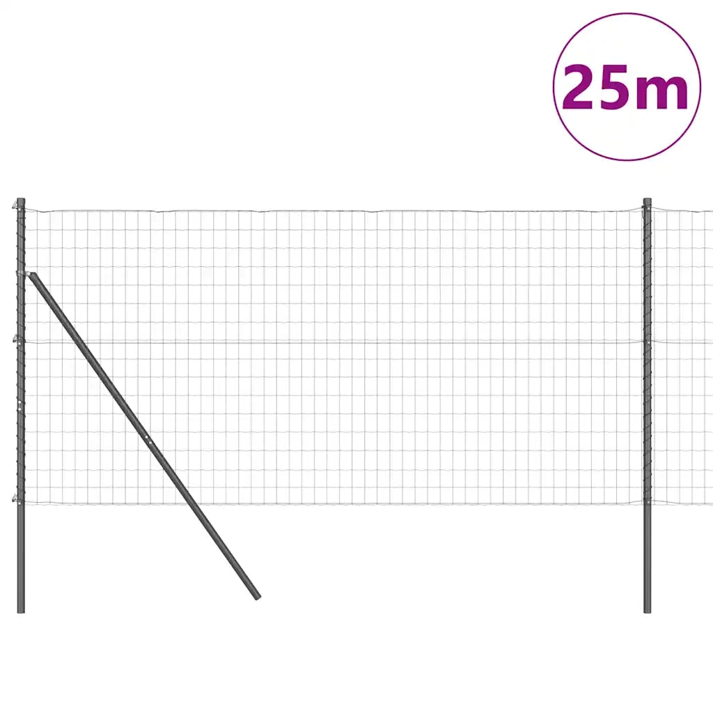 Recinzione da Giardino | Recinzione con Posto Grigio 1,2 x 25 m Acciaio e PVC