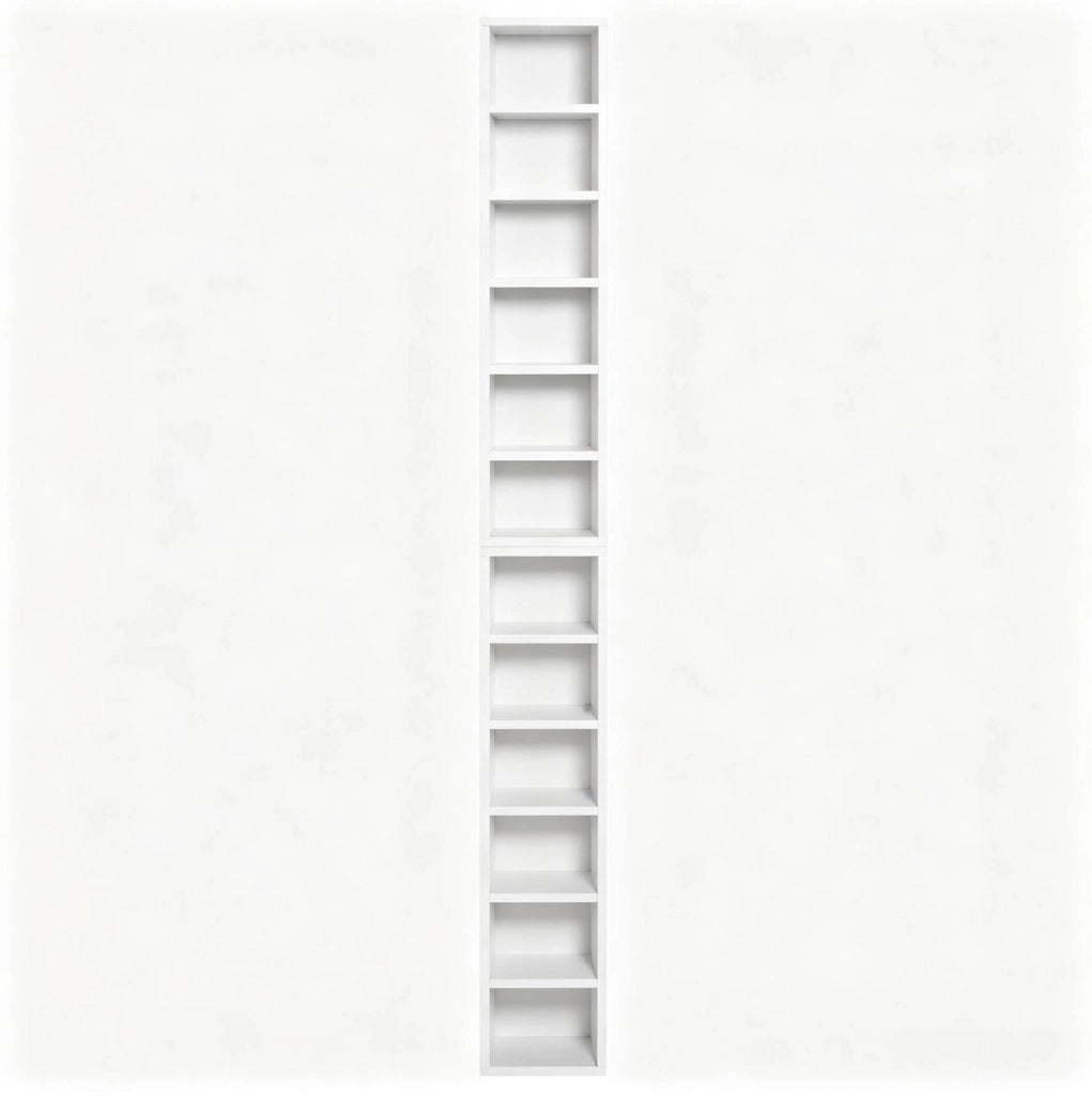 Set 2 scaffali CD 21x19,2x88,3 cm bianchi MDF, 12 vani