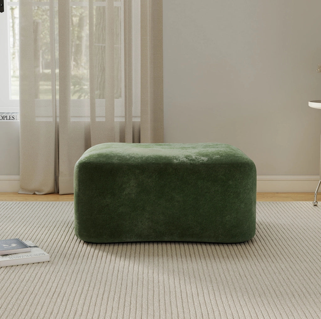Pouf in velluto verde DESMIU senza struttura, modulare e confortevole