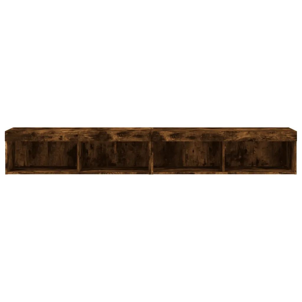 Mobili Porta TV con Luci LED 2 pz | Armadietto TV | Mobile Porta TV Rovere Fumo 100x30x30 cm