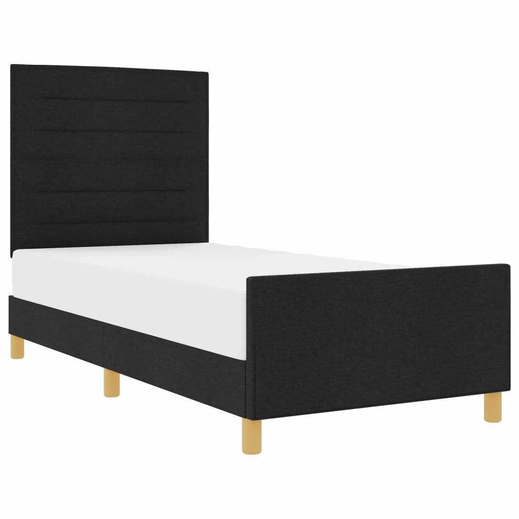 Struttura del letto con testiera Nero 90 x 200 cm Tessuto