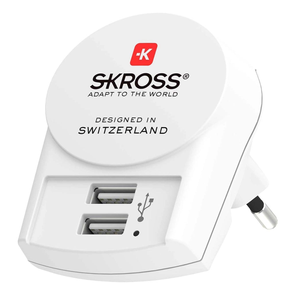 Adattatore di rete Europa a 2 porte USB-A 2.4A Bianco Skross