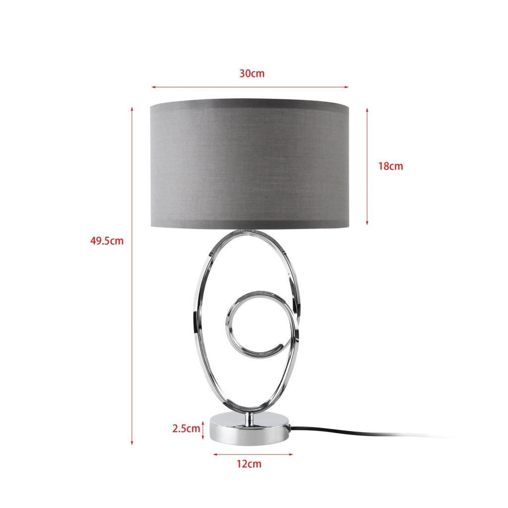 Lampada da tavolo E14 metallo e poliestere altezza 50 cm cromo e grigio 03_0009549