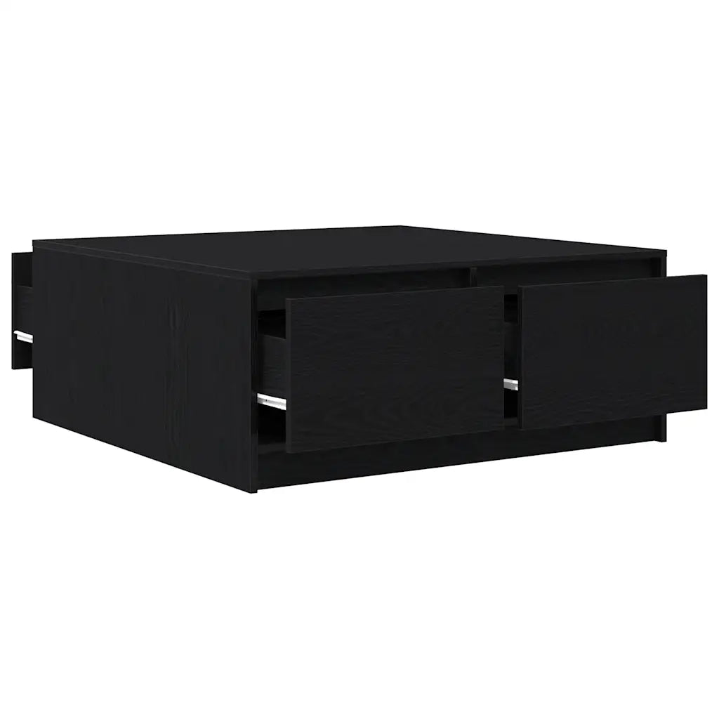 Tavolino da Salotto con Cassetti-Tavolino da soggiorno-Tavolo Rovere Nero 100x100x40 cm