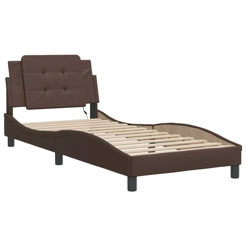 Giroletto con LED senza Materasso-Struttura Letto con LED Zadar Marrone 80x200 cm