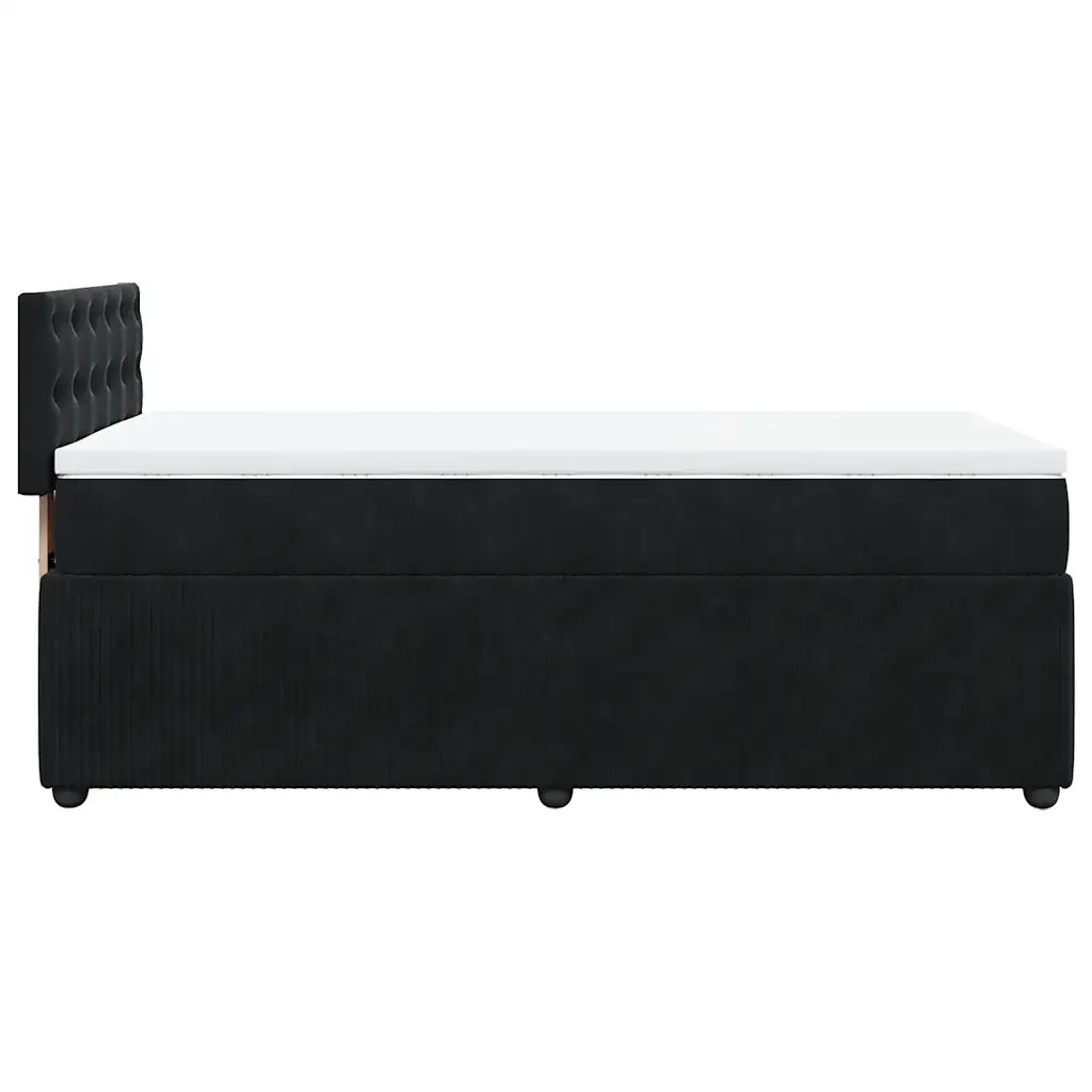 Giroletto a Molle con Materasso Nero 90x200 cm in Velluto