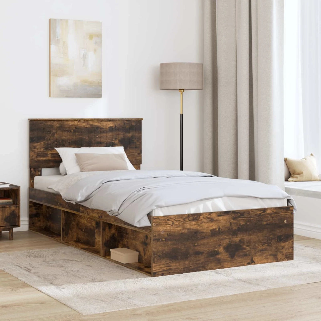 Struttura del letto Rovere fumé 100 x 200 cm Pino massello 3410640