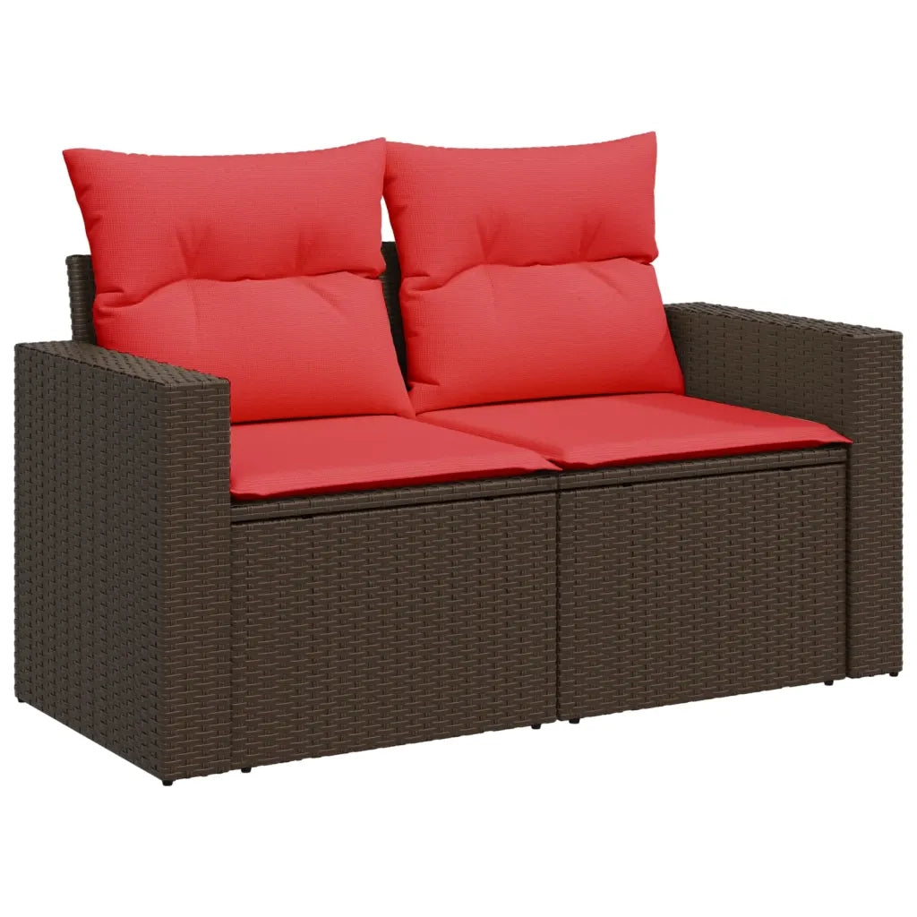 Divano da giardino con cuscini a 2 Posti-Sofa da Giardino-Divano da esterno marrone in polyrattan 434815