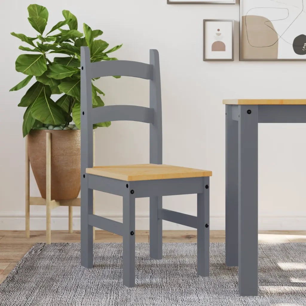 Sedie da Pranzo 2 pz | Sedie da cucina Grigie 40x46x99 cm Legno Massello di Pino