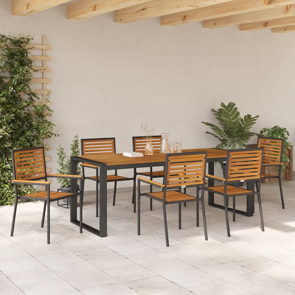 Set da Pranzo per Giardino 7 pcs Nero e Marrone polyrattan 3365484