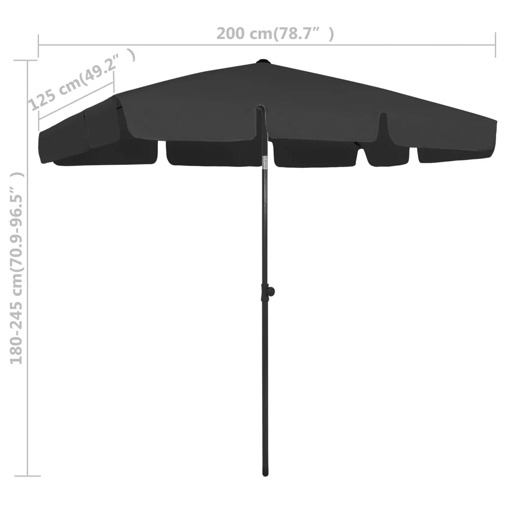 Ombrellone da Spiaggia Nero 200x125 cm 314733