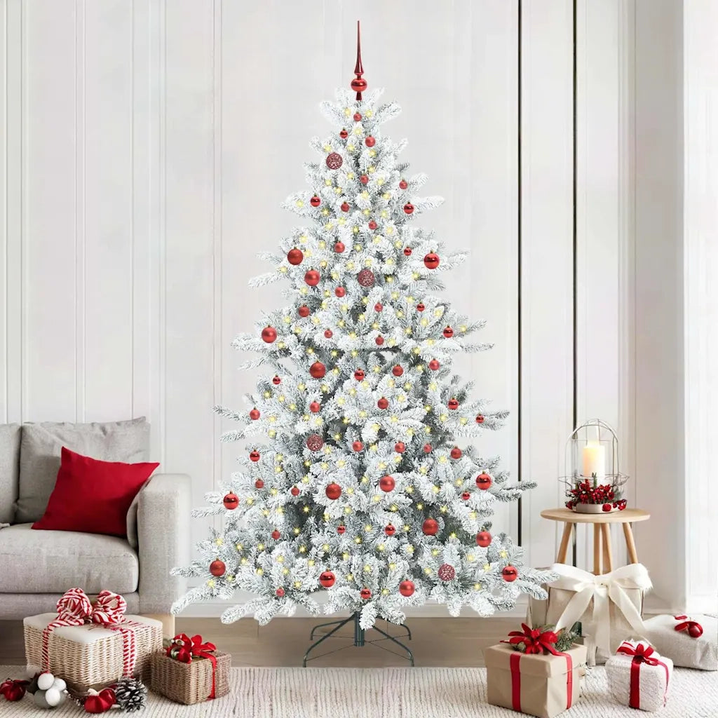 Albero di Natale Artificiale con Rami Pieghevoli Bianco 210 cm